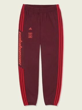 Yeezy Maroon Joggers with Red Side Stripes